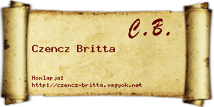 Czencz Britta névjegykártya